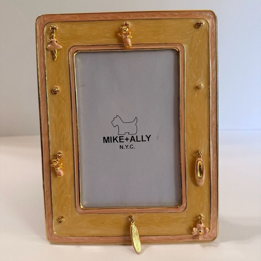 Mike + Ally NYC Luxury Hand-Enameled Ballerina Charm Picture Frame Gold Color